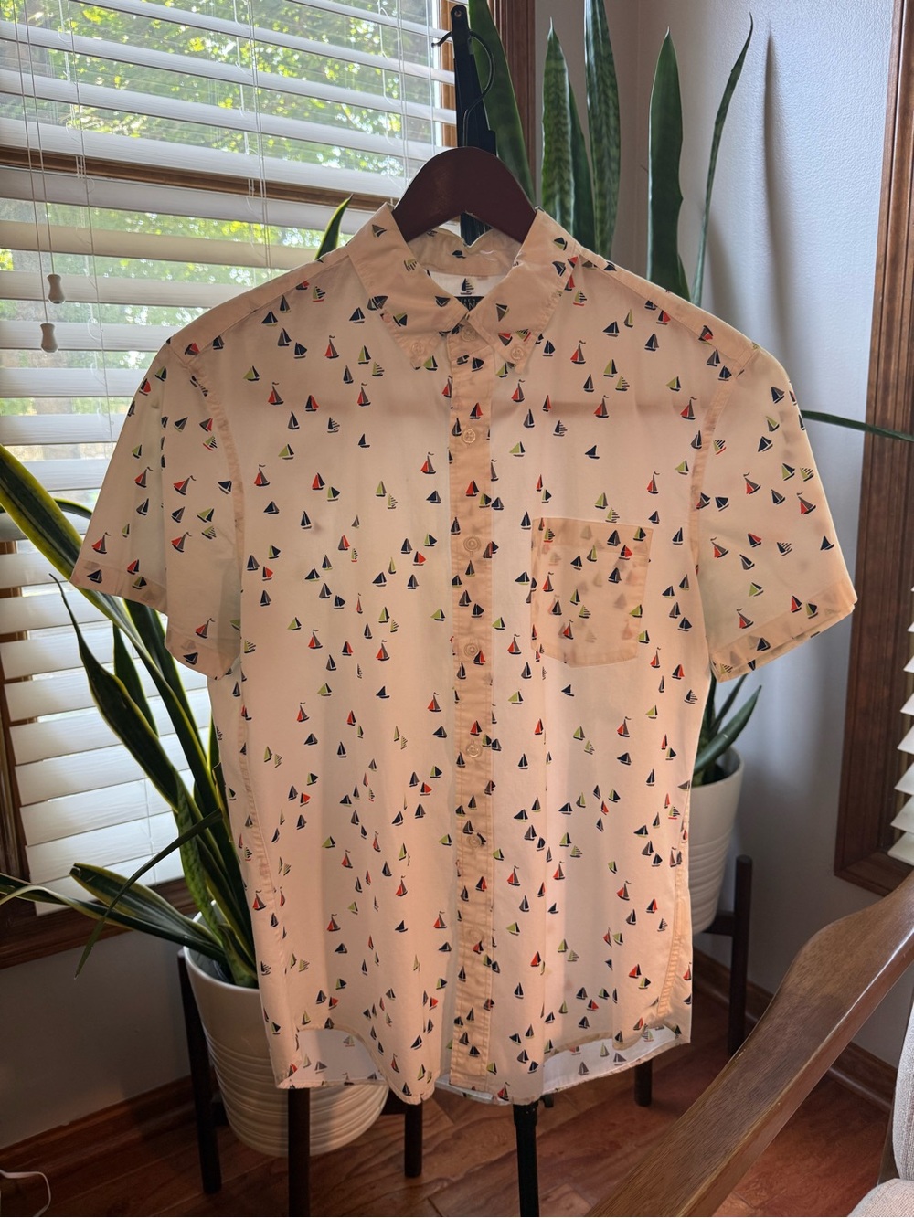 J. Crew Men's Short-Sleeve Print Button-Up Shirt - White